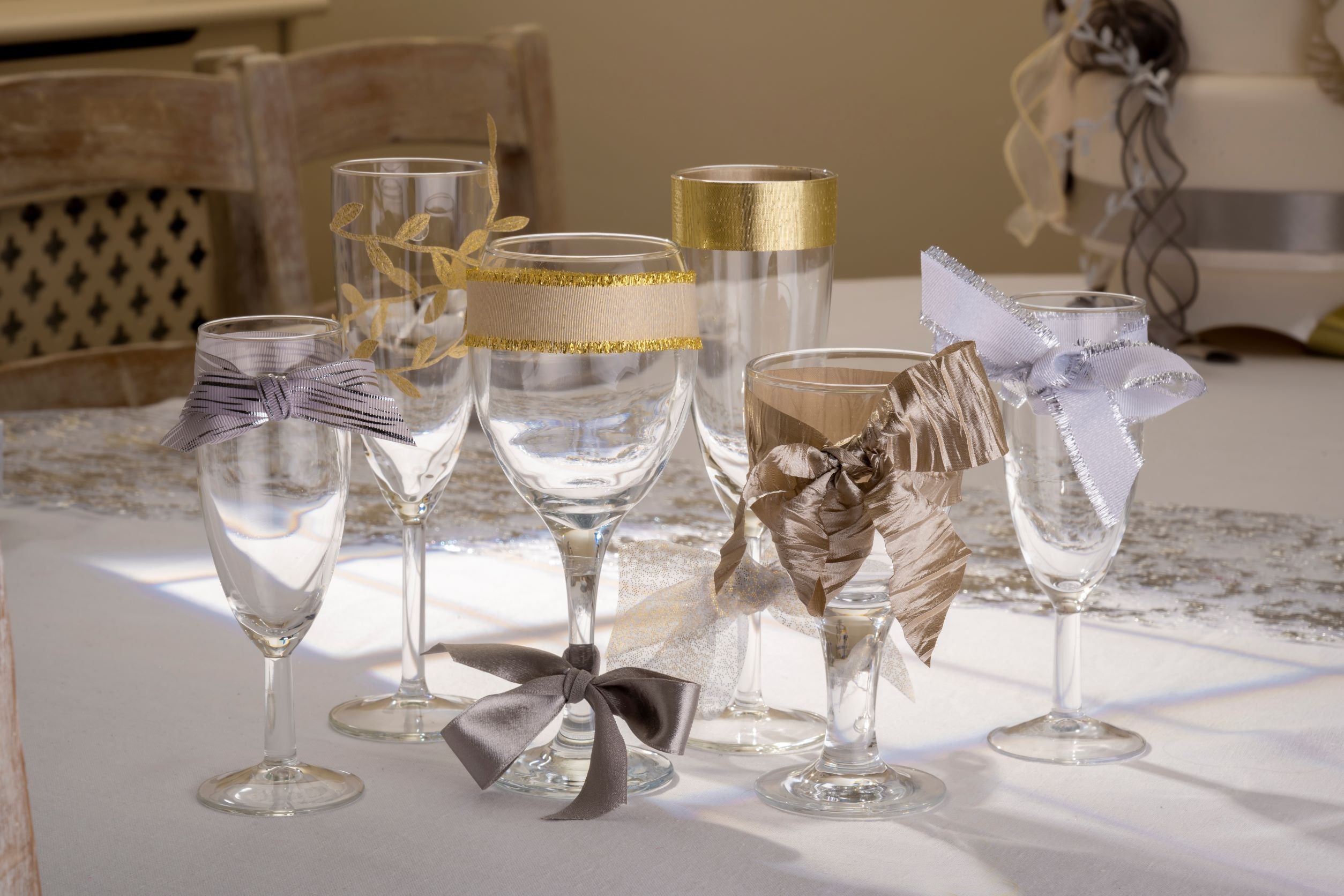 Wedding Ribbon Glasses