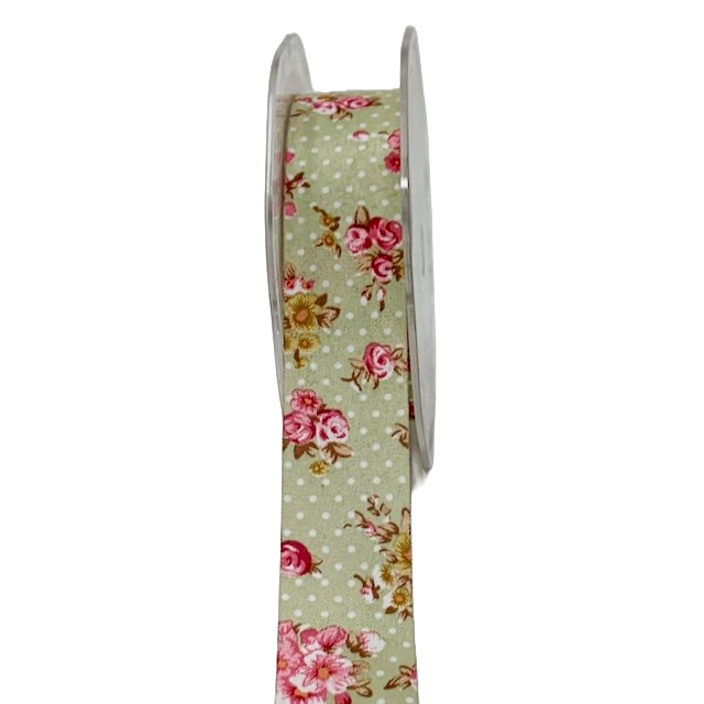 sage green floral polka dot vintage ribbon