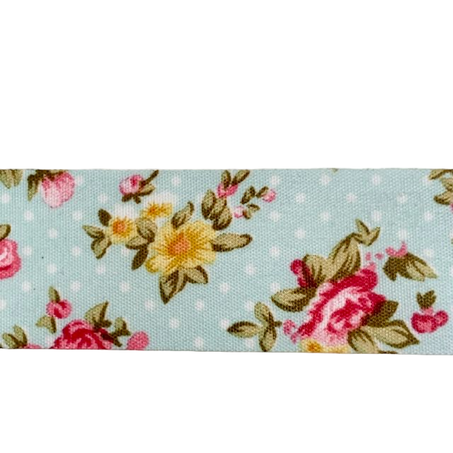 Pale Blue Polka Dot Vintage Floral Ribbon