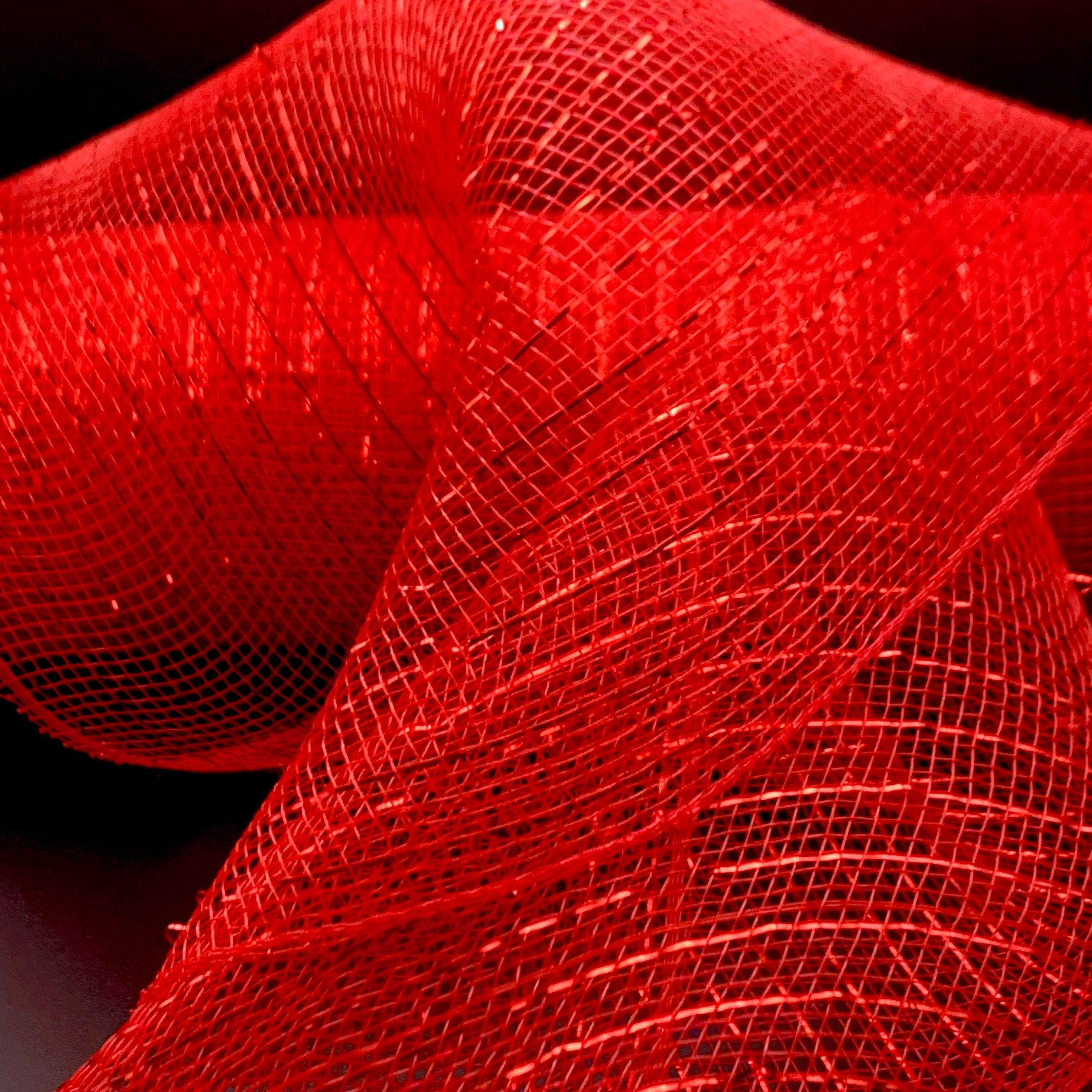 Ribbonly Deco Mesh Red / 9m / 250mm Deco Mesh Red Poinsettia