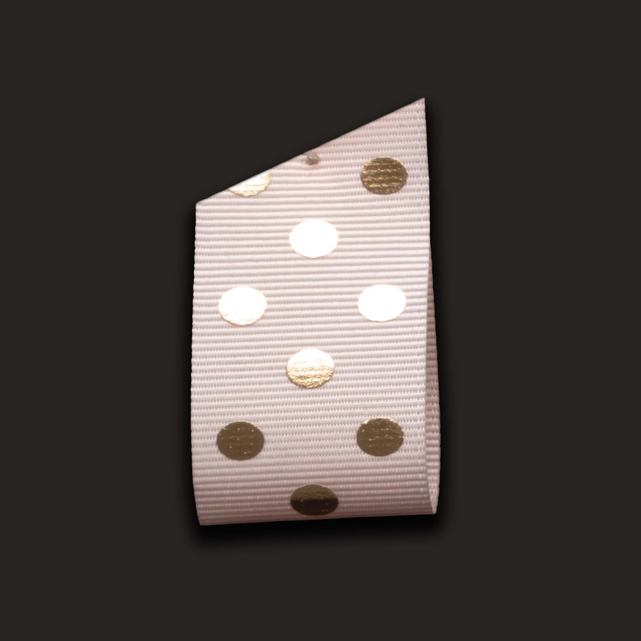 Ribbonly Grosgrain Gold Polka Grosgrain Ribbon Rose Quartz