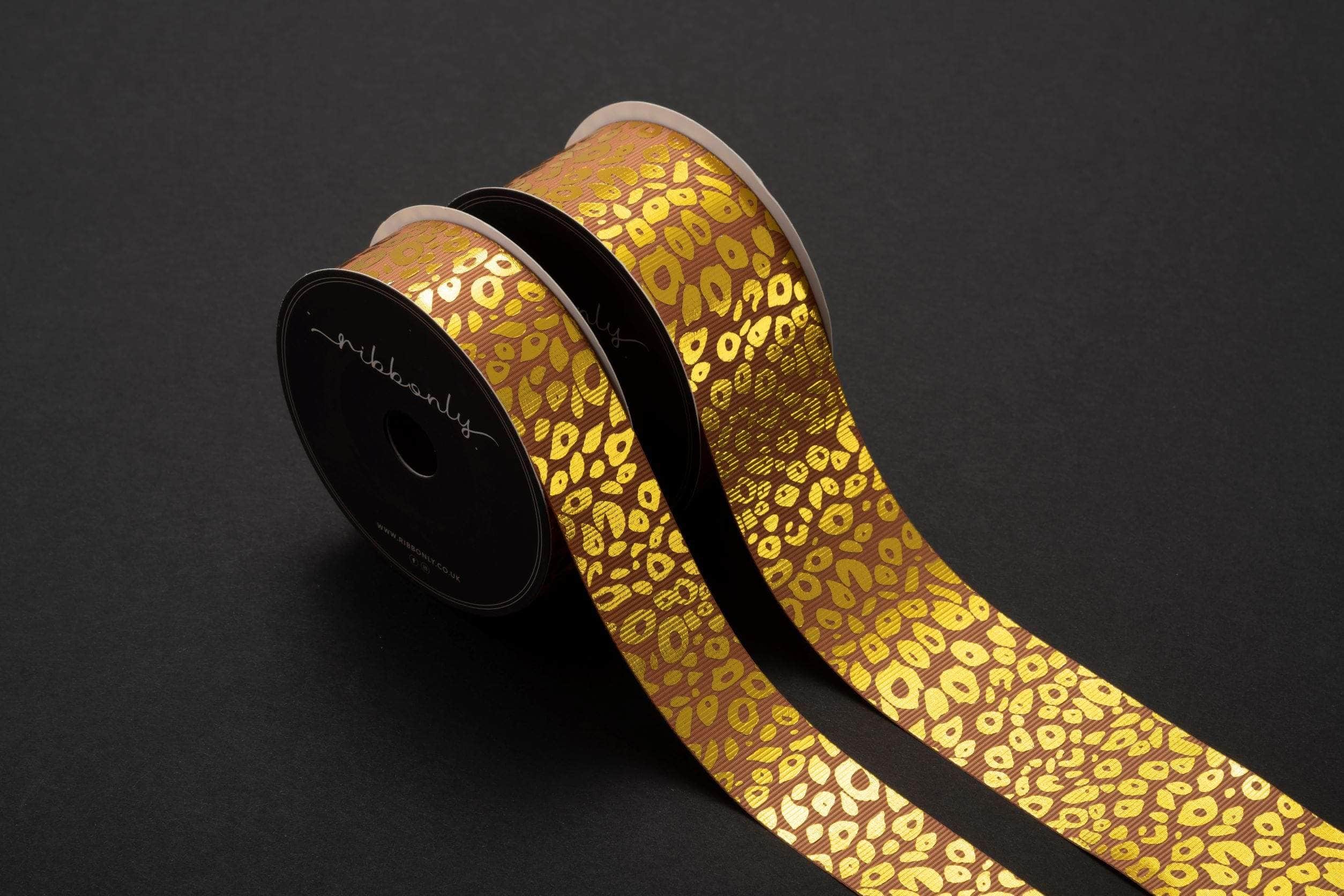 Ribbonly Grosgrain Leopard Grosgrain Ribbon Copper