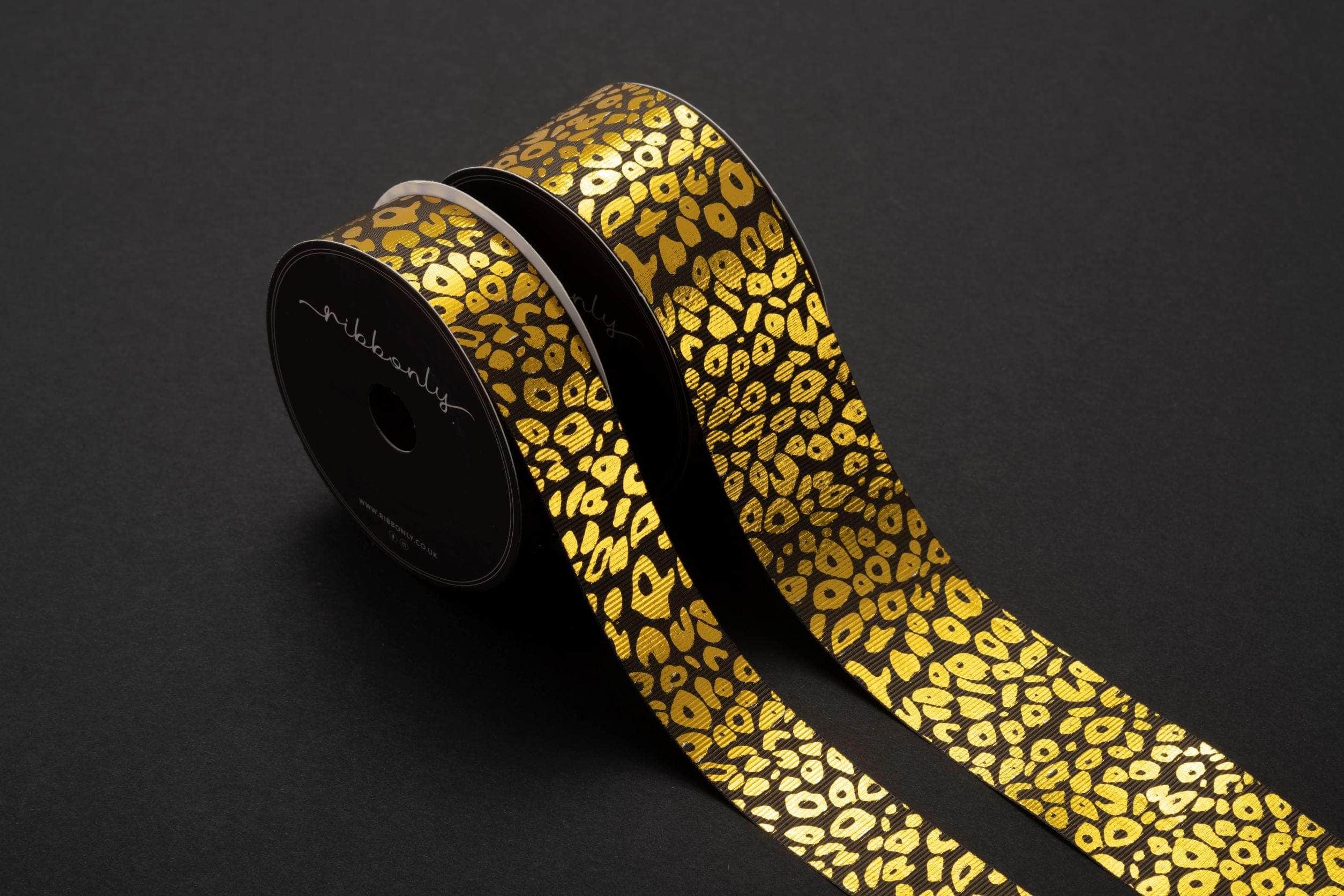 Ribbonly Grosgrain Leopard Grosgrain Ribbon Khaki Ink