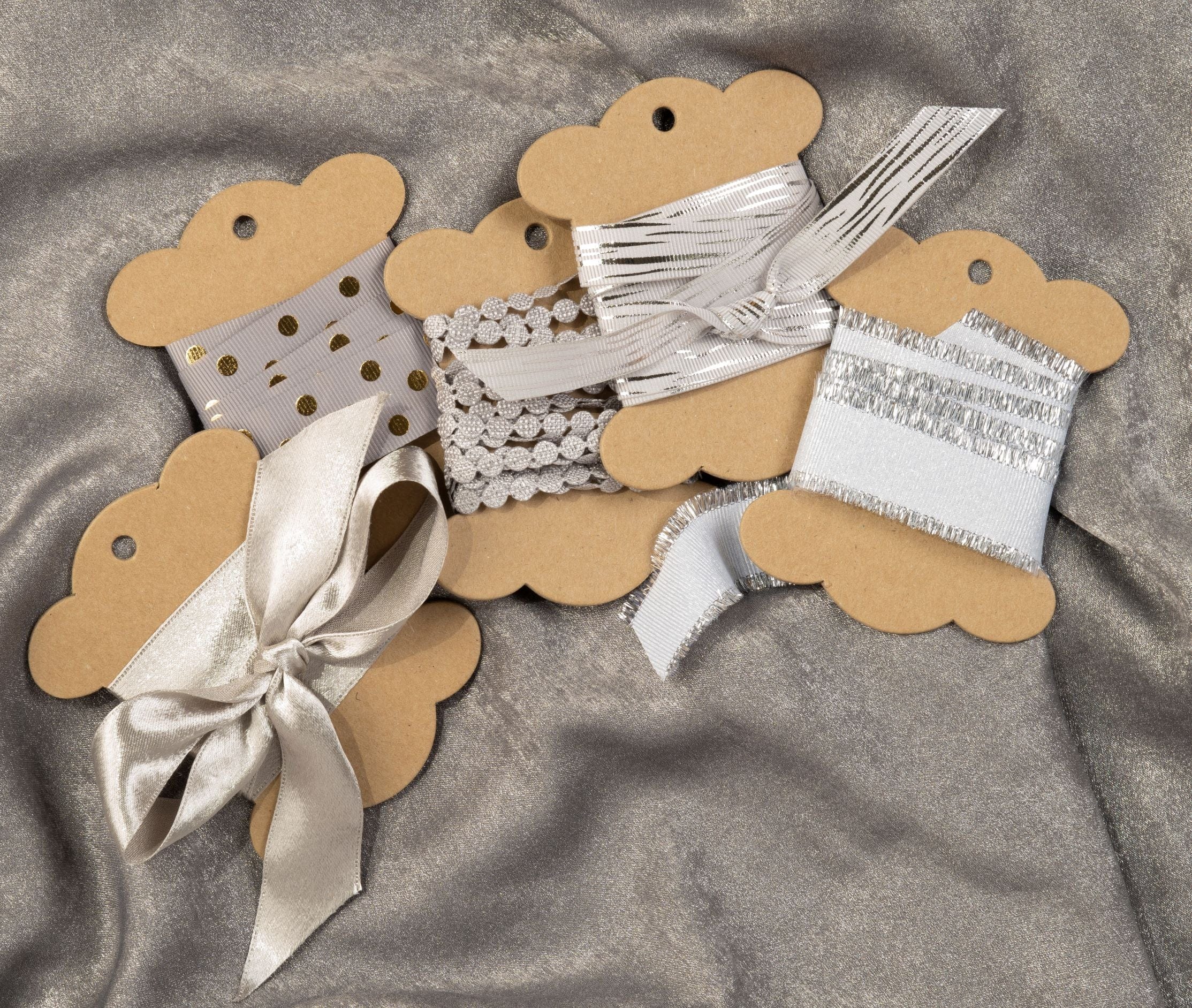 Ribbonly Grosgrain Silver / 10m / 25mm Sparkle Edge Grosgrain Ribbon Tinsel