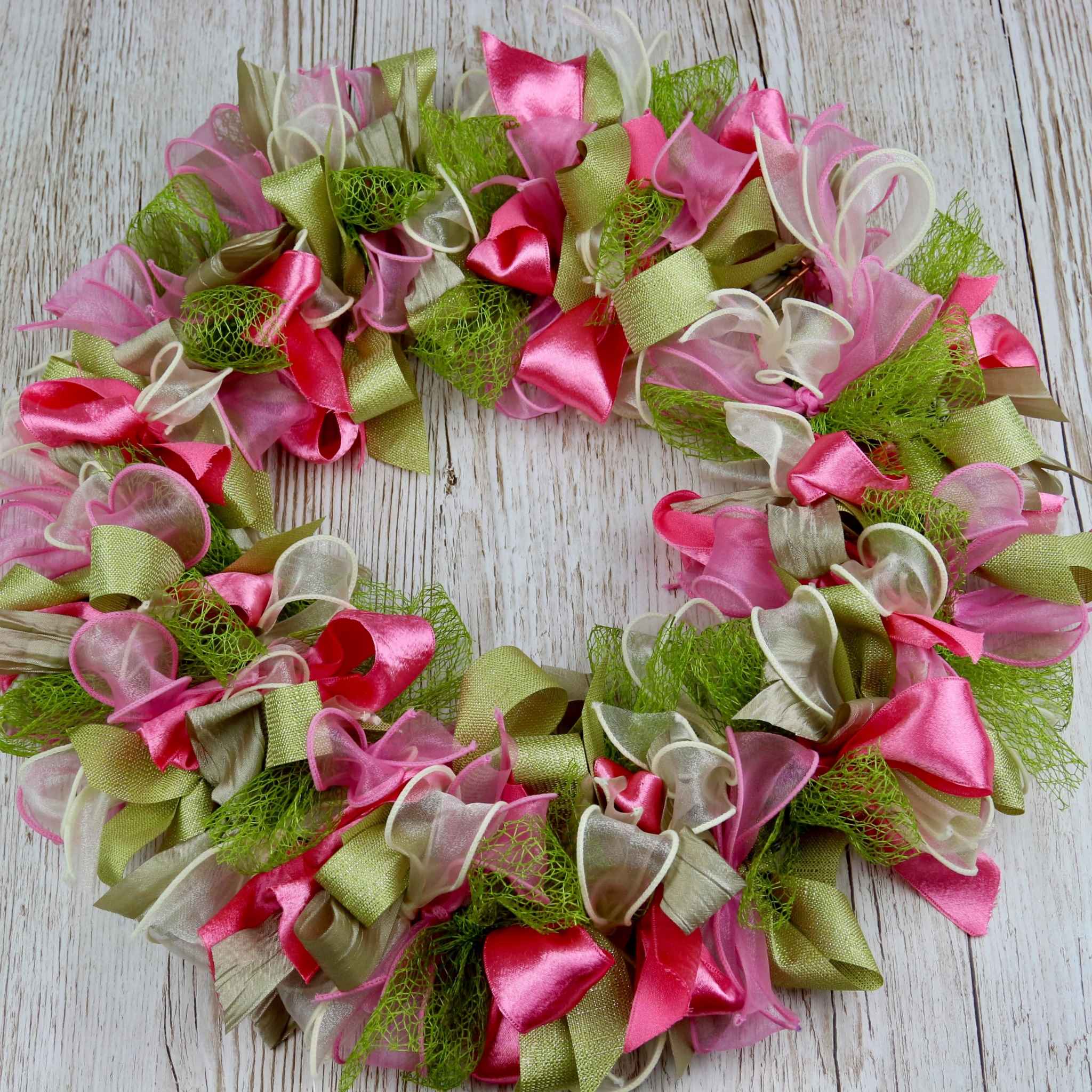 Ribbonly Kits Peony Ribbon Wreath Kit