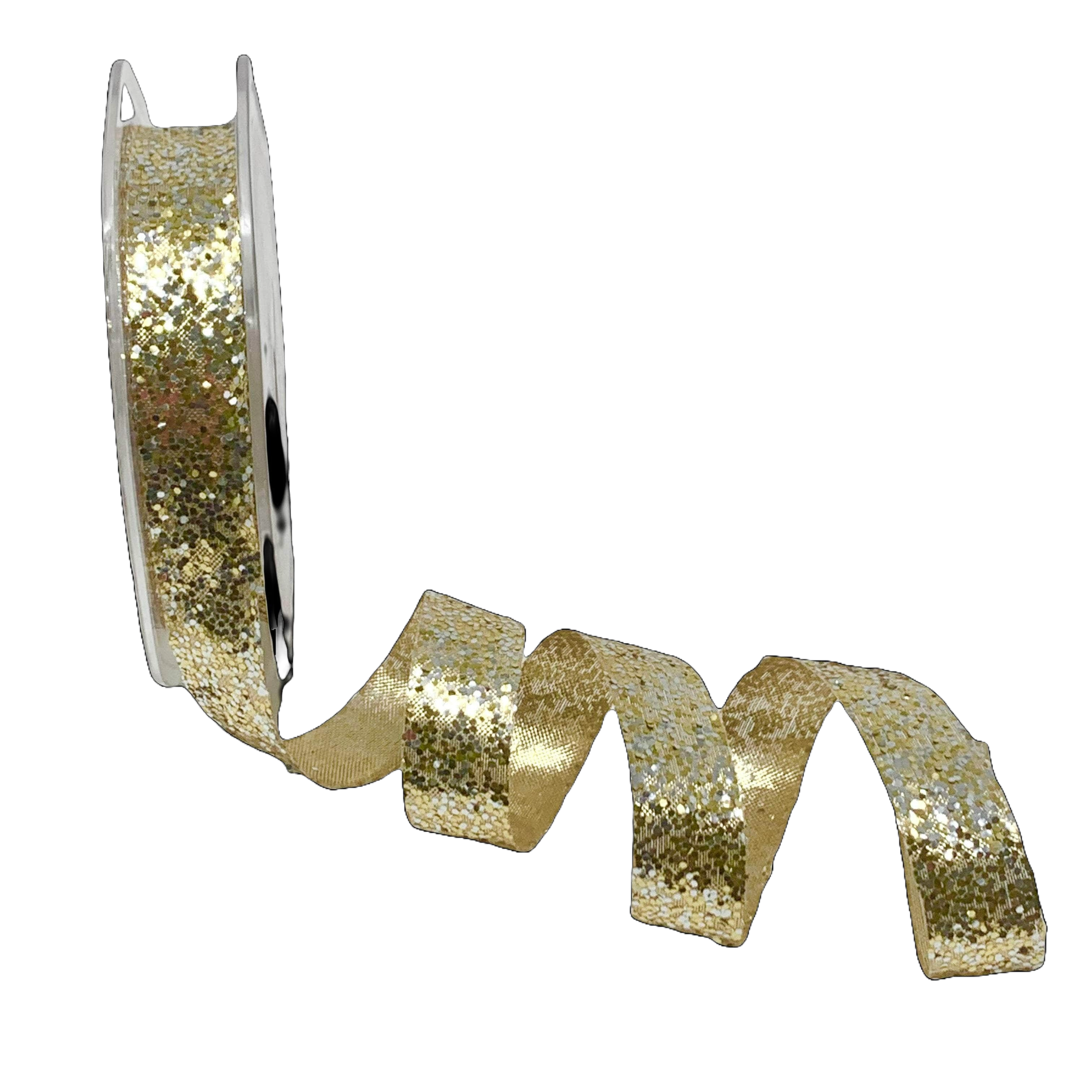 Ribbonly Metallic Gold / 20m / 15mm Gold Sparkle Glitter Ribbon
