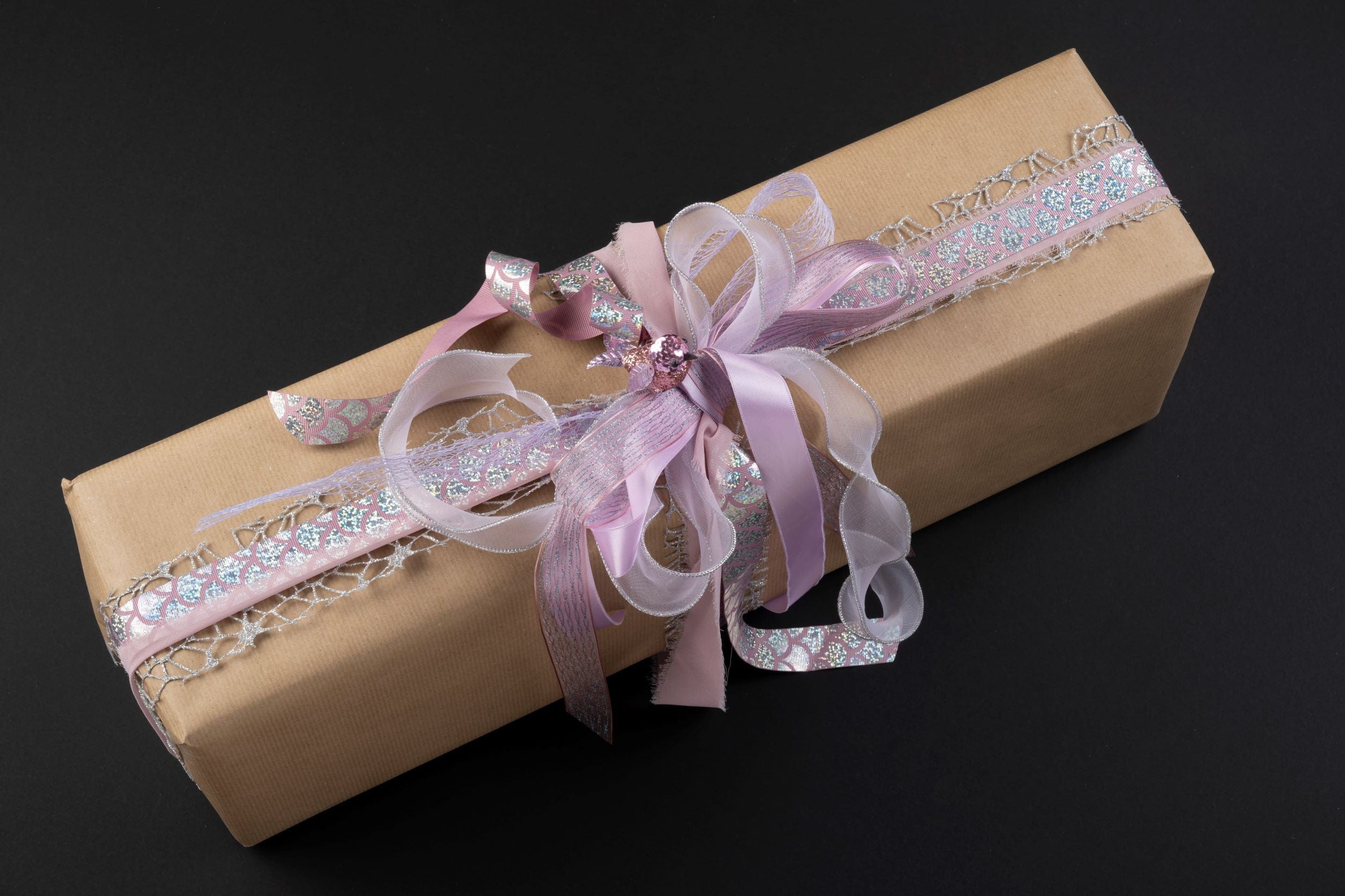 Ribbonly Organza Pink / 10m / 25mm Metallic Stripe Organza Ribbon Moonstone