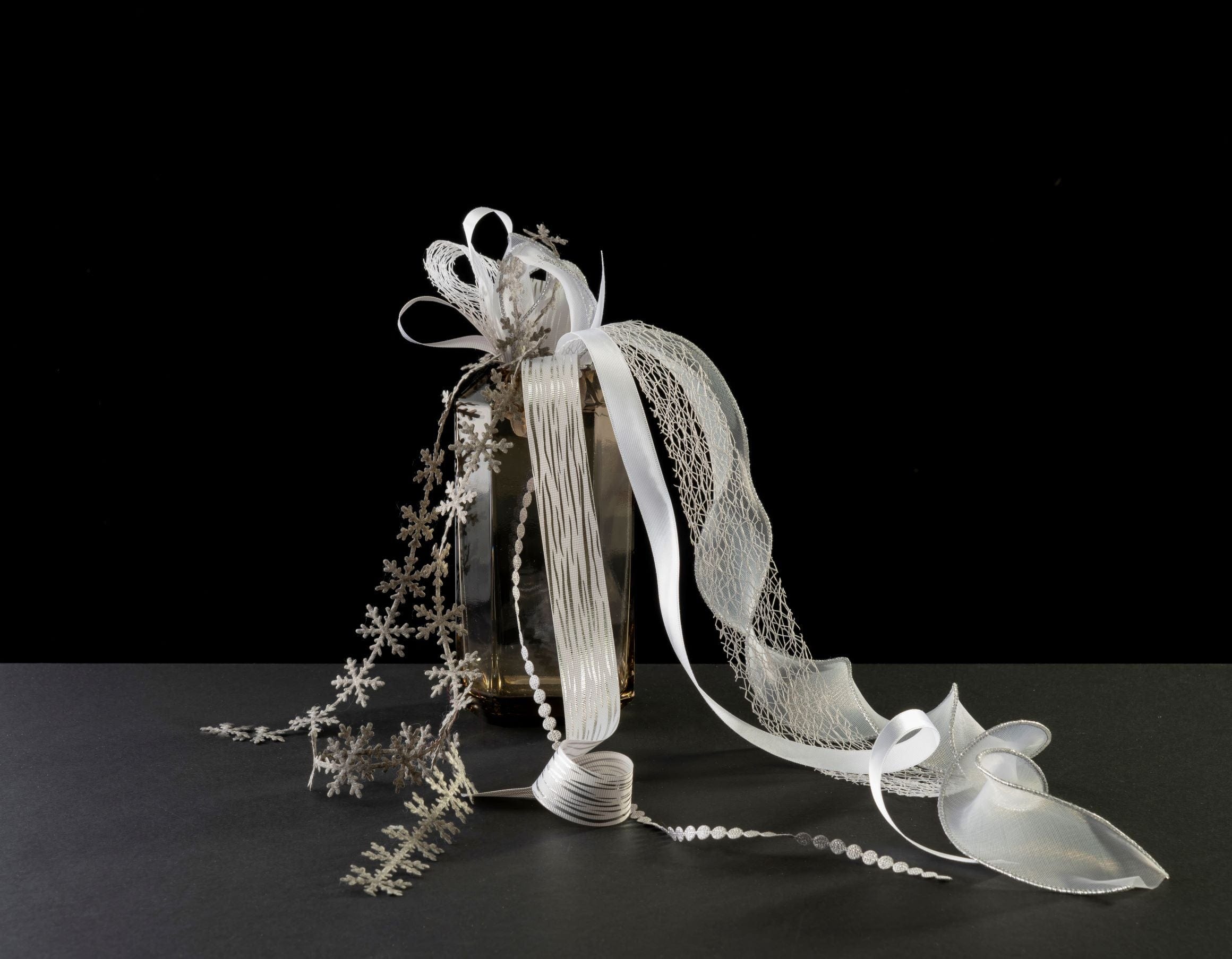 Ribbonly Organza Grey / 10m / 40mm Silver Edge Organza Ribbon Pewter