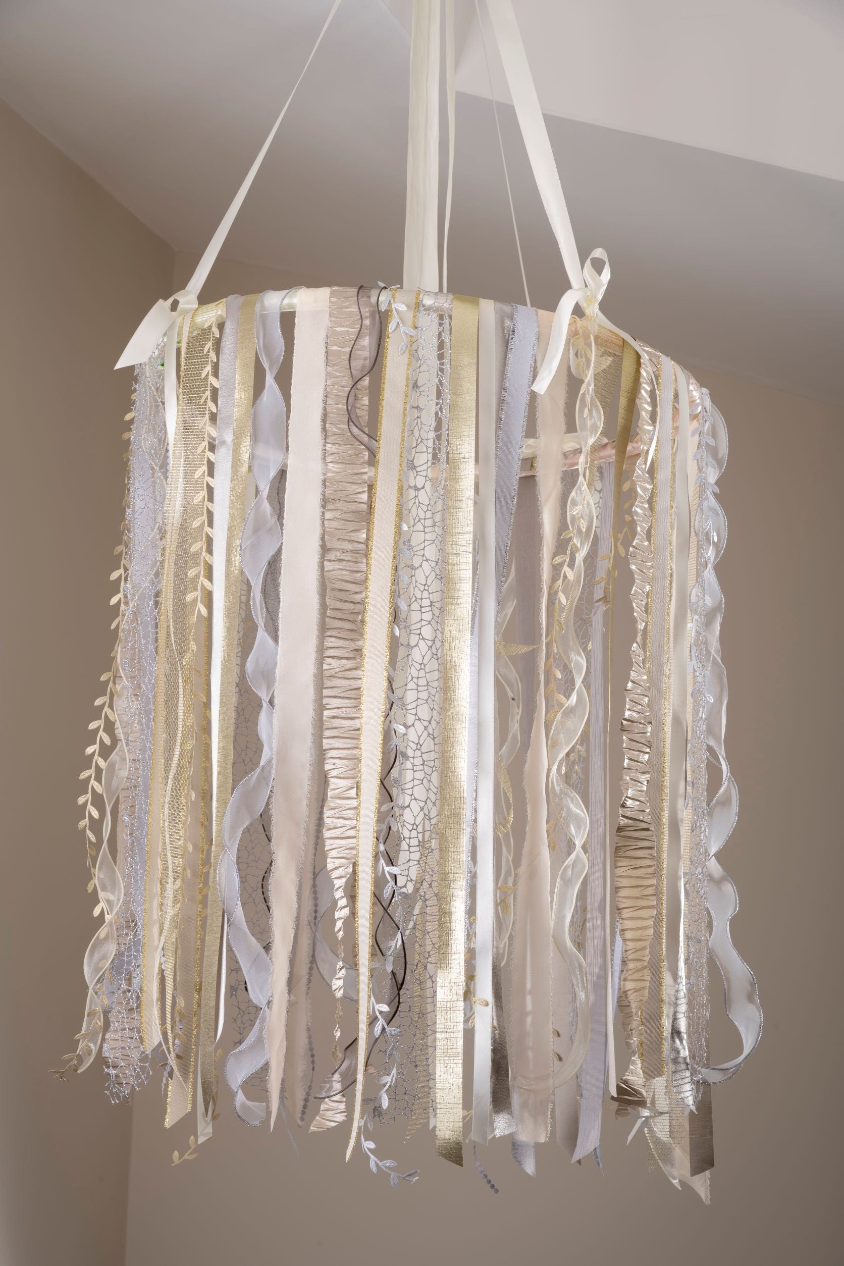 Ribbonly Satin Silver / 15m / 40mm Crushed Satin Ribbon Mushroom