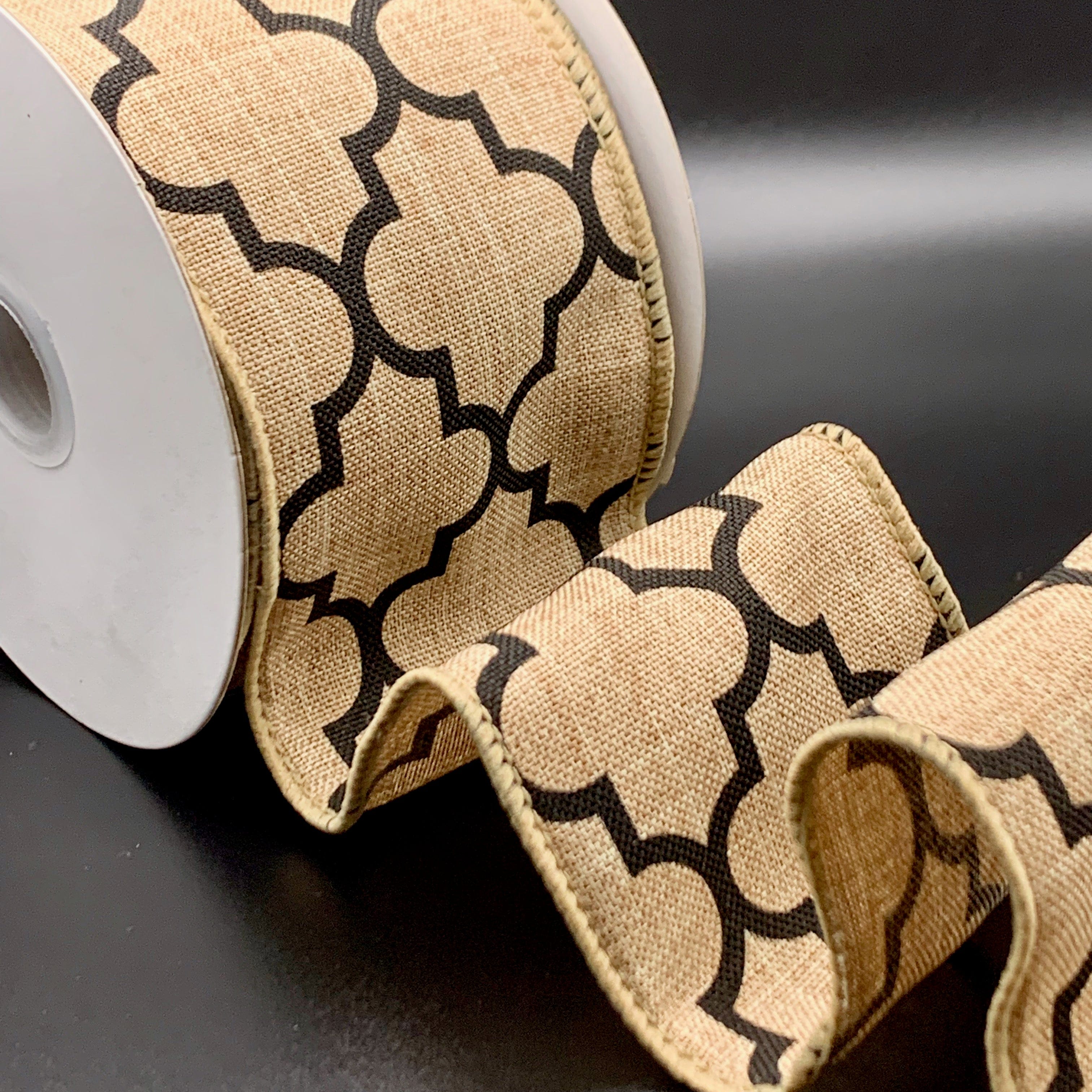 Ribbonly Wired Black / 10m / 63mm Liquorice Trellis Wired Jute Ribbon