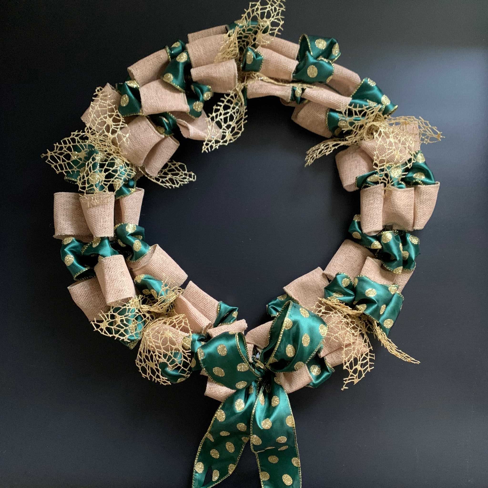 Burlap Spot Ribbon Wreath Kit Ribbonly