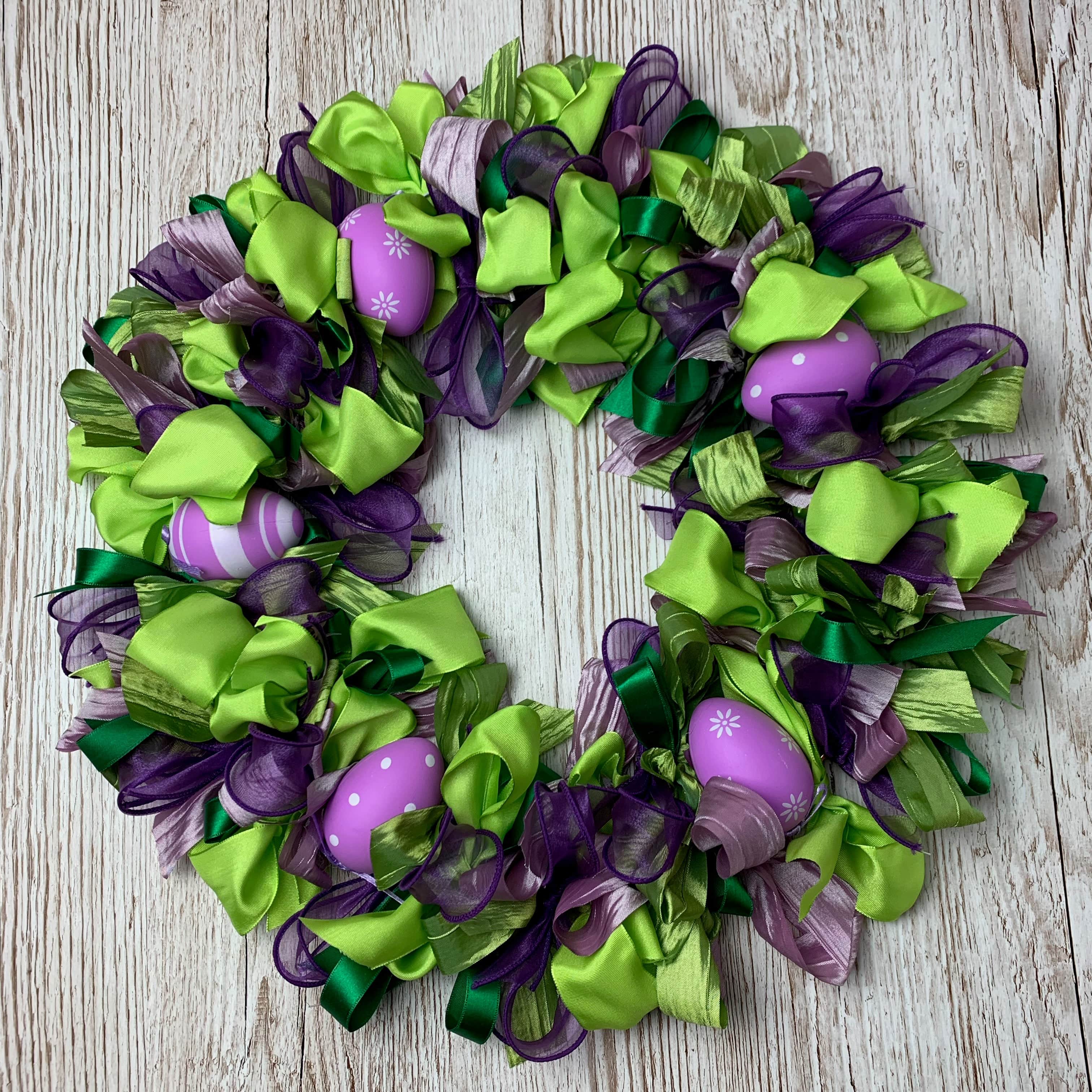 Ribbonly Kits Spring Green & Purple Easter Egg Ribbon Wreath Kit