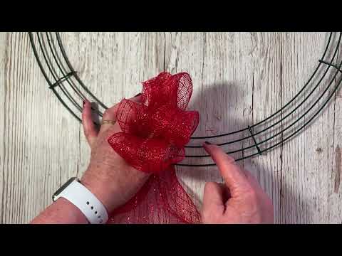 The Christmas Cruffle Ribbon & Deco Mesh Wreath Kit Tutorial Video